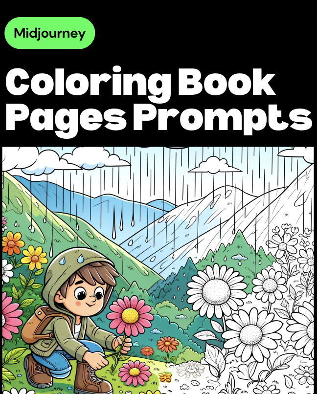 Coloring Book Pages Prompts for Midjourney