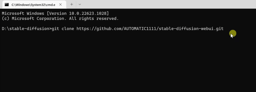 In Command Prompt, type "git clone"