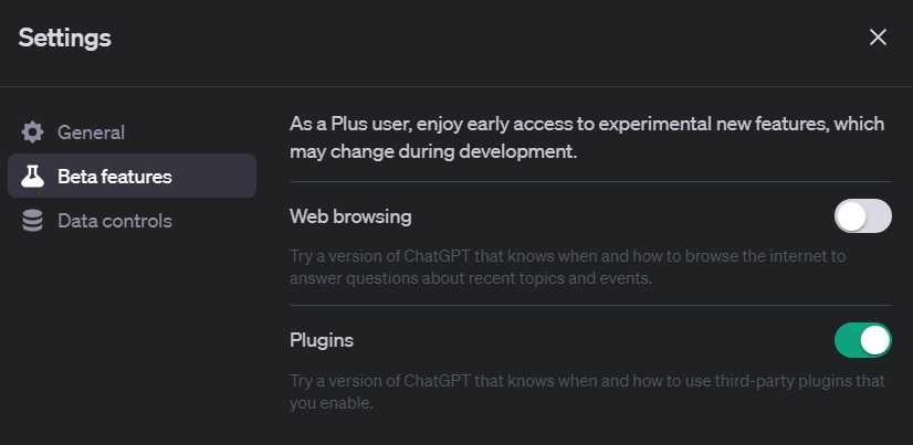 chatgpt plugins settings