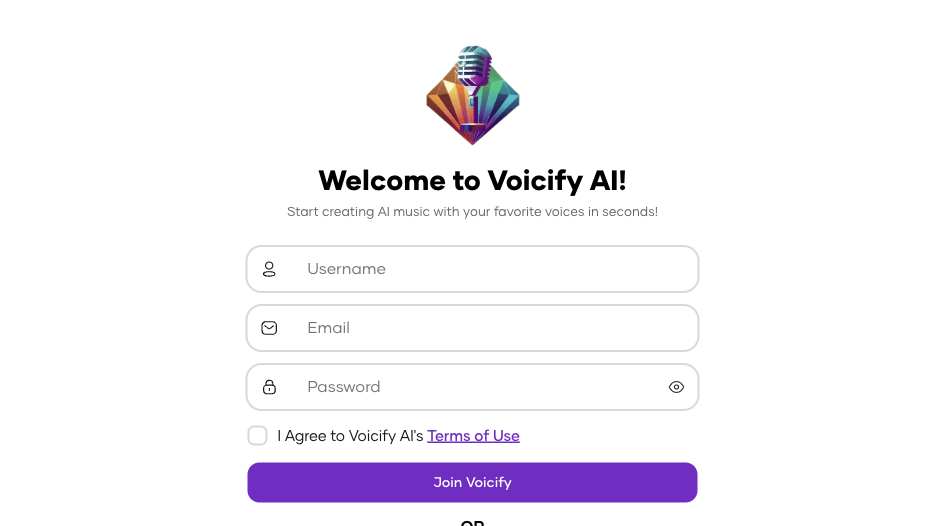 Signup page of Voicify