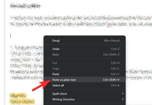 Paste as plain text to remove chatgpt background formatting from text