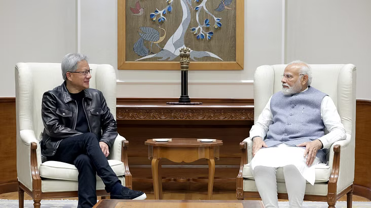 PM Narendra Modi with Nvidia's Jensen Huang. (Source: Narendra Modi/X)