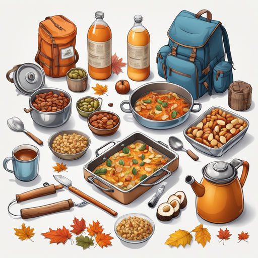 Set of autumn camping Food