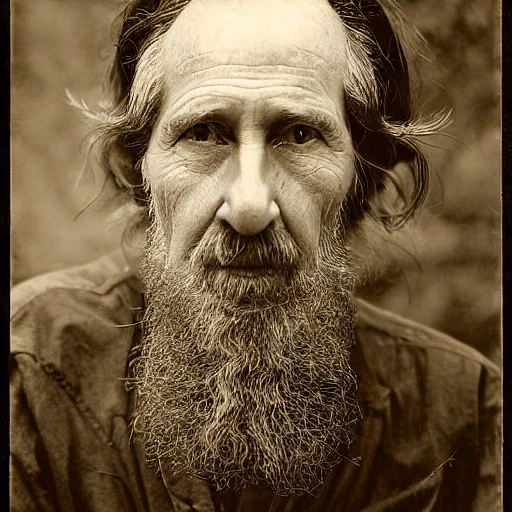 A sepia tone real photograph of an old man