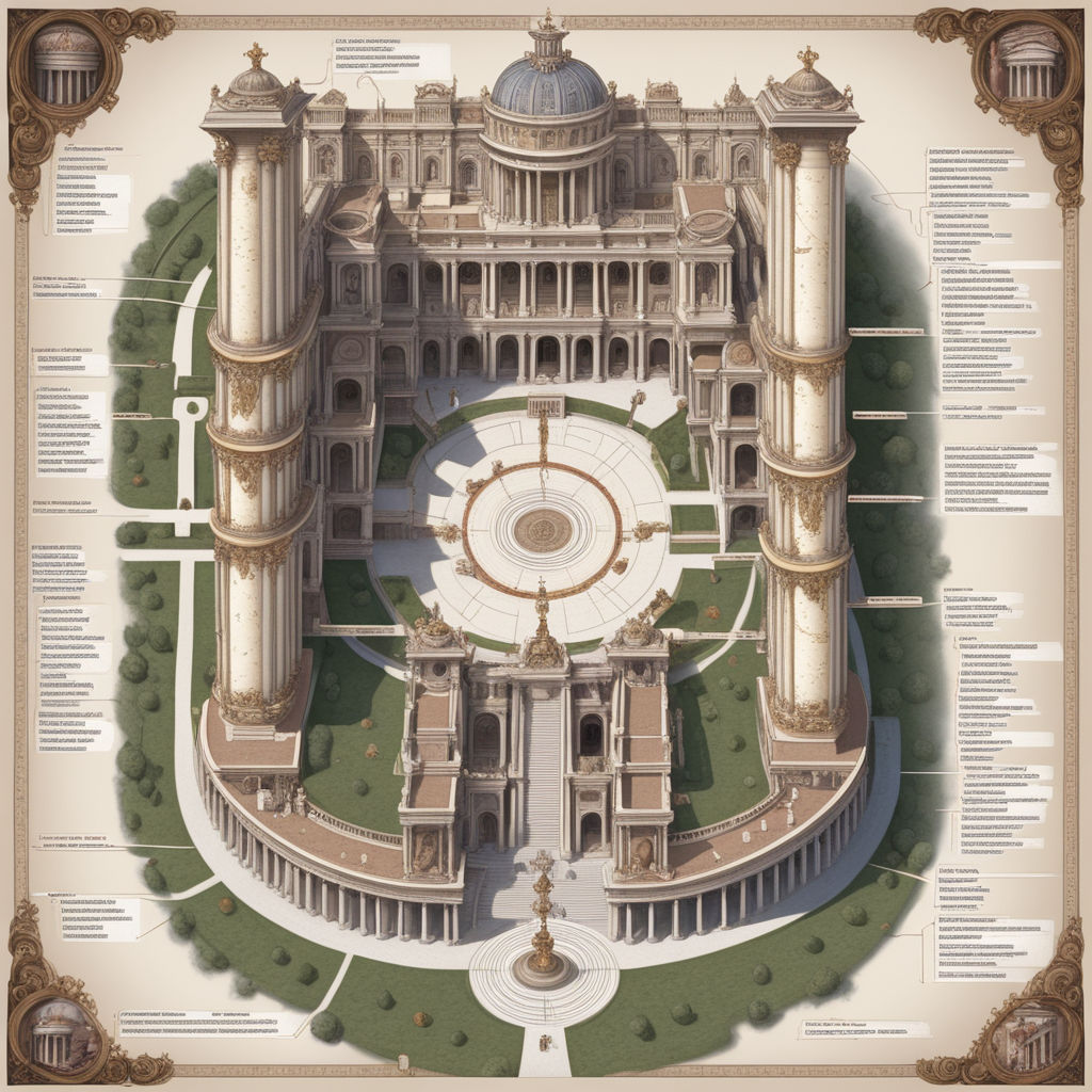 massive Roman palace depicted as a mind map midjourney