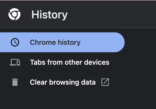 Chrome history option to clear browser cache