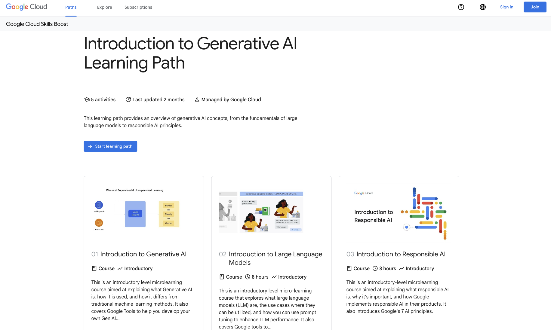 Introduction to Generative AI Learning Path