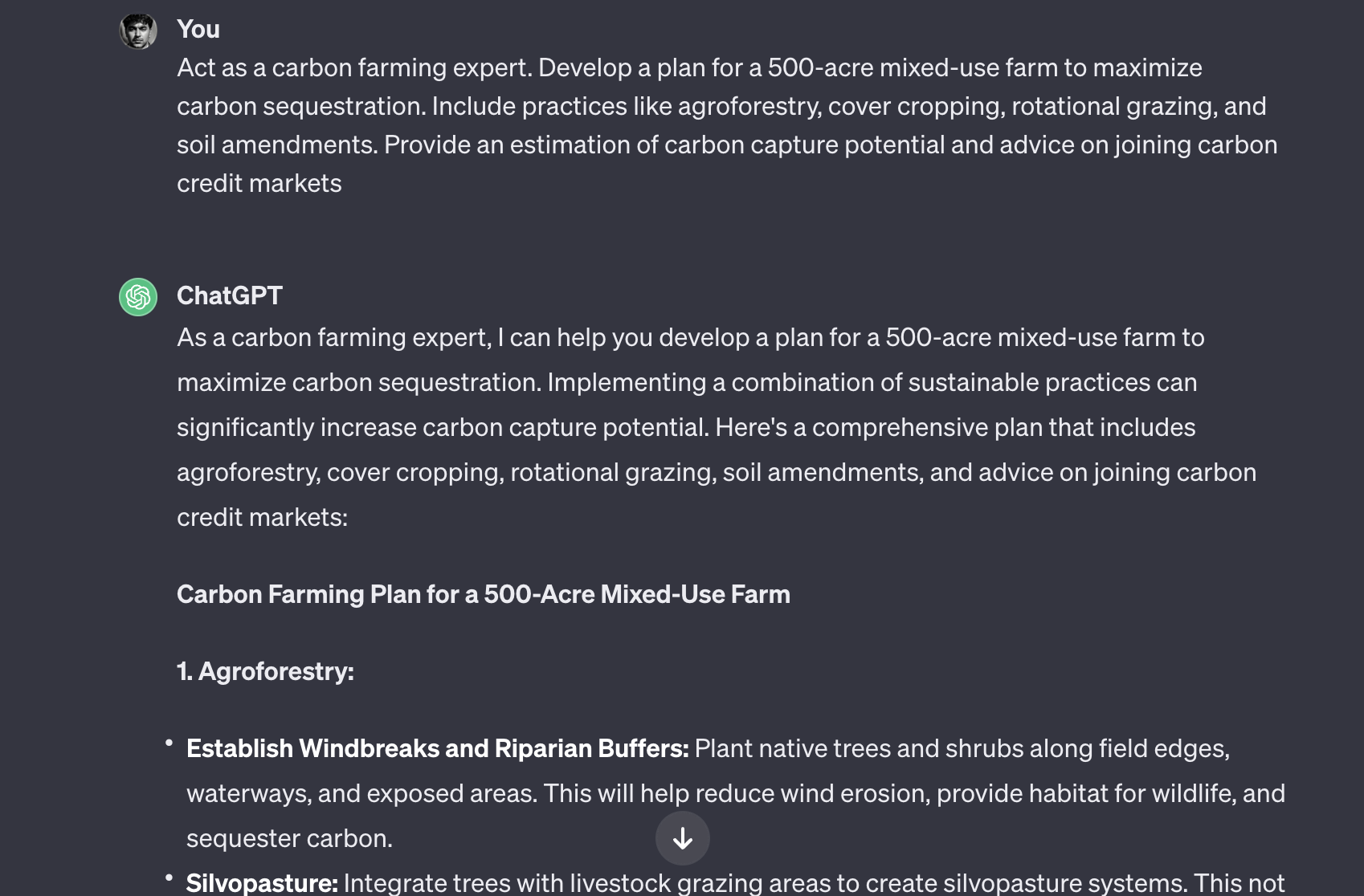 carbon farming expert chatgpt prompt