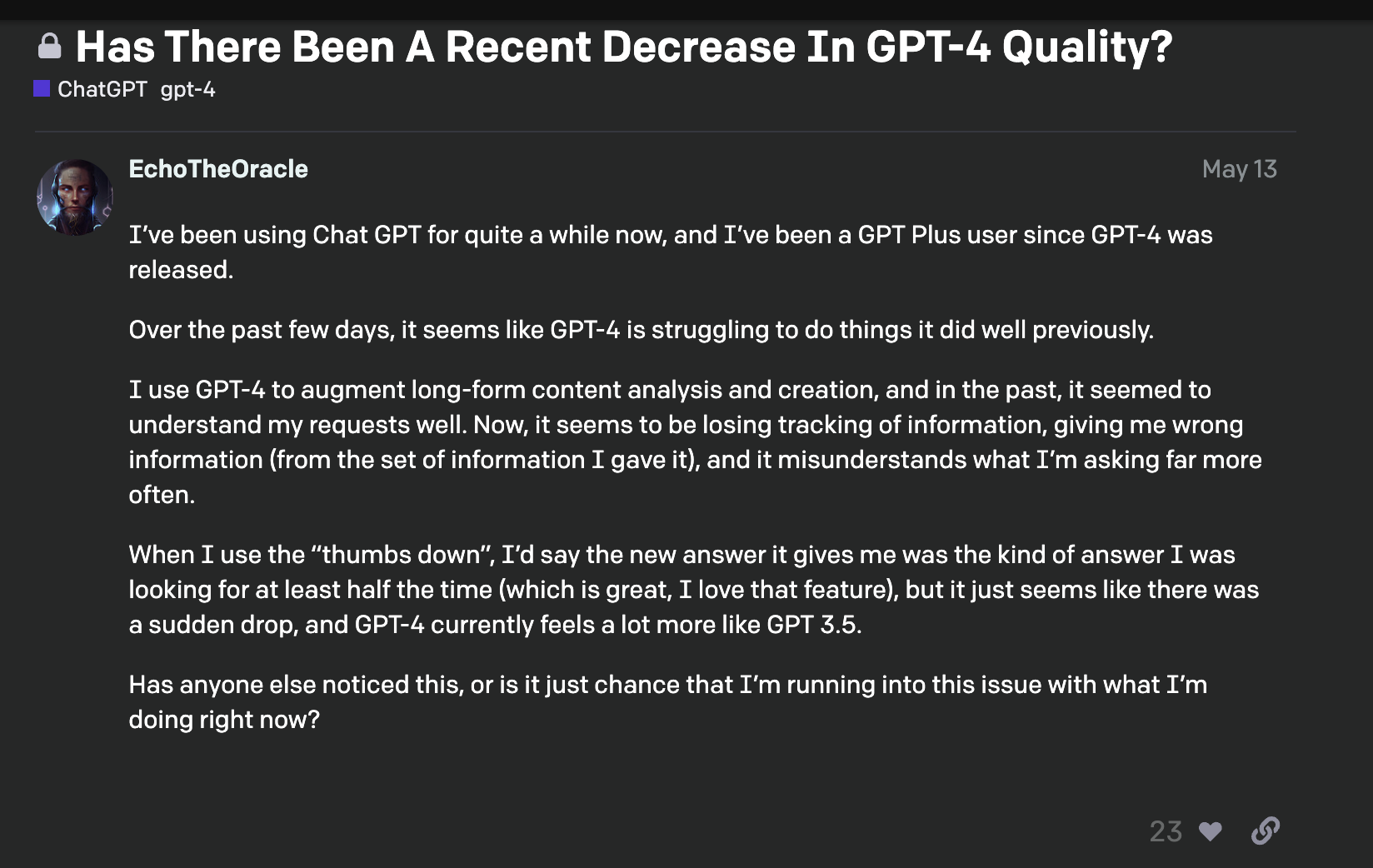 ChatGPT decreased in quality