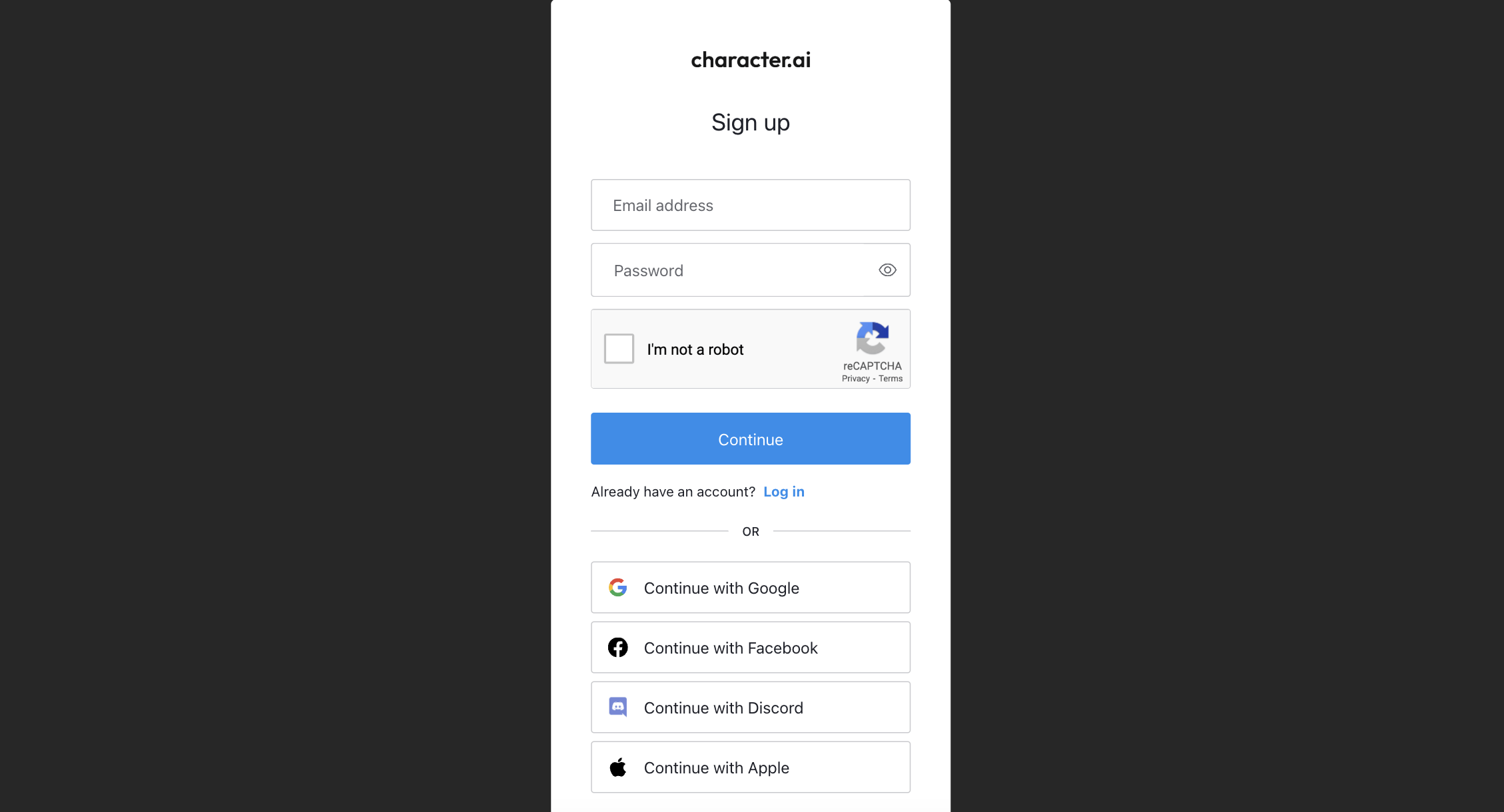 Select the signup method 