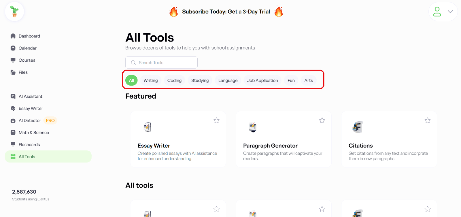 Return to the dashboard and click All Tools
