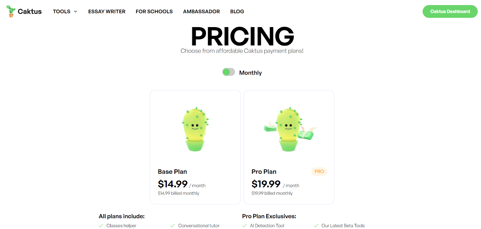 Caktus AI Pricing