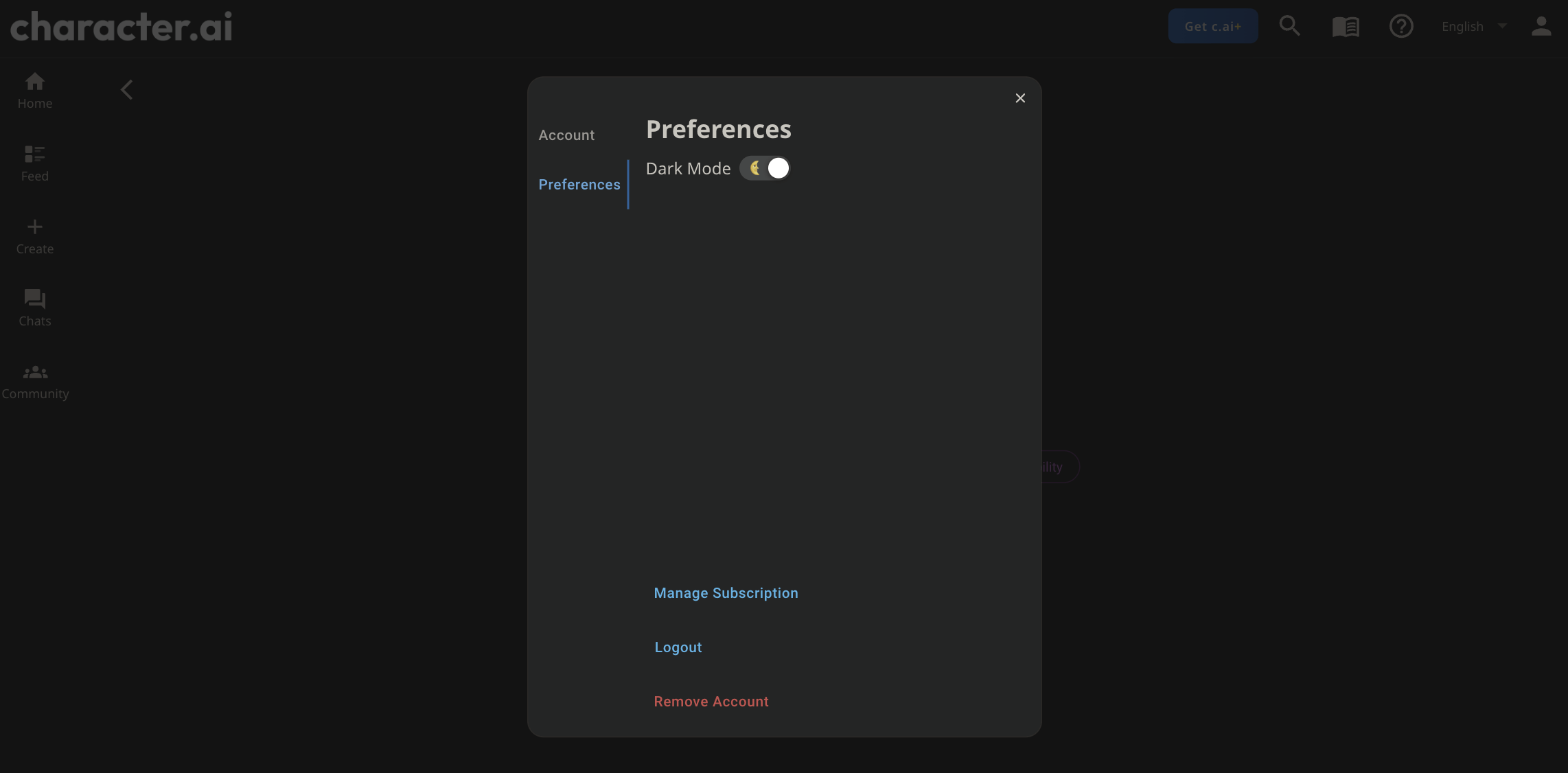 In the profile settings click preferences settings